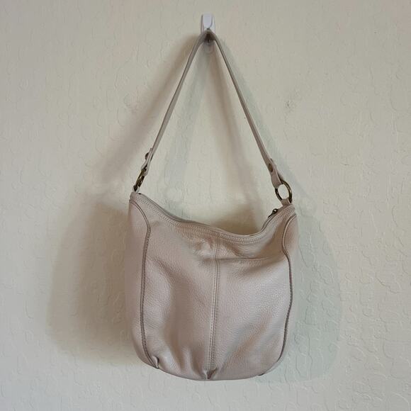 The Sak Iris Leather Shoulder Bag Purse Hobo Tote Handbag Ivory Classic Pockets - Picture 3 of 10